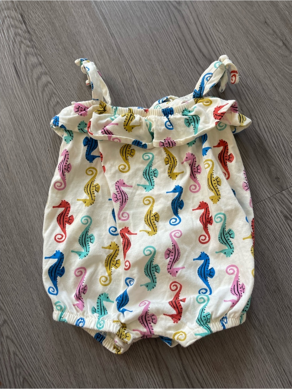 Hanna Andersson White Seapony Print One-Piece Romper